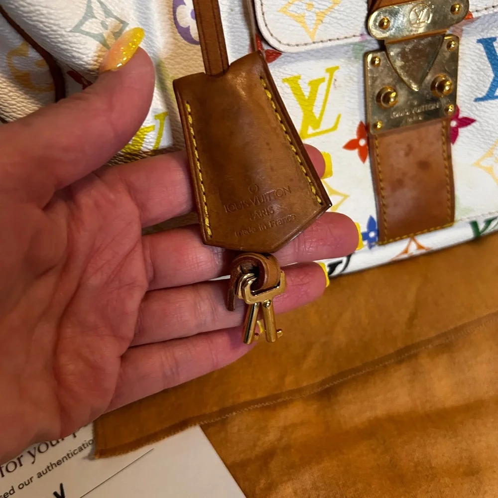 241. Louis Vuitton White Murakami Speedy 30 - Picture 7 of 12